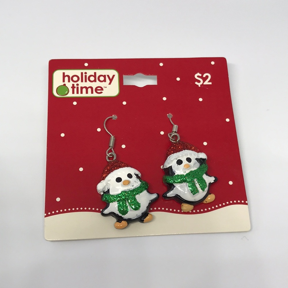 Glitter winter penguin earrings